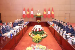 Tổng Bí thư, Chủ tịch nước Tô Lâm hội đàm với Tổng thống Thụy Sĩ Guy Parmelin. Ảnh: QUANG PHÚC