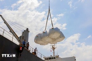 大米搬运上船出口。