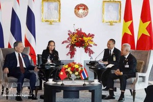 苏林总书记、国家主席会见泰国国会主席梭蓬•乍兰。图自越通社
