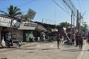 地震后损坏的住房。 图自新华社/越通社
