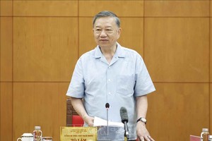 越南党中央总书记、国家主席苏林发表讲话。图自越通社