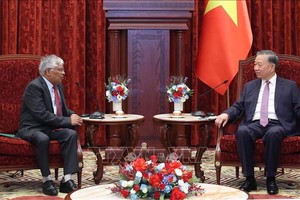 越南党中央总书记、国家主席苏林接见孟加拉国驻越南大使穆罕默德•卢特福尔•拉赫曼。图越通社