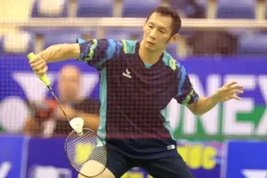 Tay vợt Nguyễn Tiến Minh đang có mặt tranh tài tại Ninh Bình (Ảnh: DŨNG PHƯƠNG)