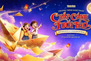 “Chắp cánh tuổi thơ”- chương trình nghệ thuật thiếu nhi do báo Nhân dân tổ chức. Ảnh NGỌC THÚY