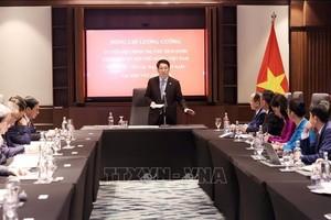 越南国家主席梁强会见越南驻非洲各国大使场景。图自越通社