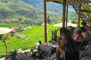 在大湾，那些坐拥翠绿梯田美景、亲近大自然的咖啡馆深受游客喜爱。图片来源：越通社