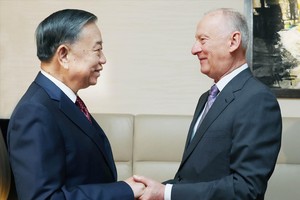 党中央总书记、国家主席苏林会见俄总统助理尼古拉·帕特鲁舍夫。图自越通社
