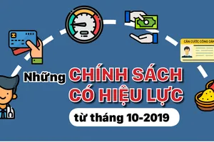 Những chính sách có hiệu lực từ tháng 10-2019