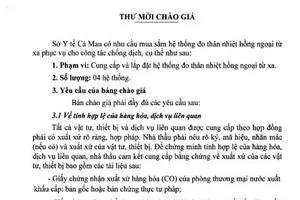 Sở Y tế Cà Mau cần mua 4 hệ thống đo thân nhiệt hồng ngoại phục vụ công tác chống dịch bệnh Covid-19