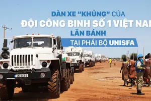 Dàn xe “khủng” của Đội công binh số 1 Việt Nam lăn bánh tại phái bộ UNISFA