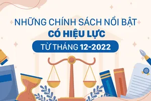 Những chính sách nổi bật, có hiệu lực từ tháng 12-2022