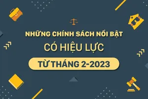 Những chính sách nổi bật, có hiệu lực từ tháng 2-2023