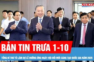 Bản tin trưa 1-10: Tổng Bí thư Tô Lâm dự Lễ hưởng ứng Ngày hội Đổi mới sáng tạo Quốc gia năm 2025
