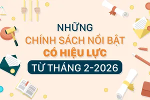 Những chính sách nổi bật, có hiệu lực từ tháng 2-2026