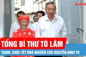Tổng Bí thư Tô Lâm thăm, chúc tết nhà nghiên cứu Nguyễn Đình Tư