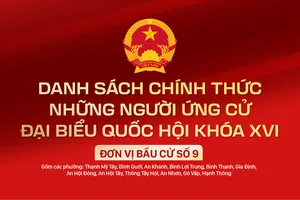 Danh sách chính thức những người ứng cử ĐBQH khóa XVI - Đơn vị bầu cử số 9