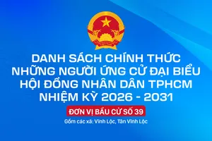 Danh sách chính thức những người ứng cử đại biểu HĐND TPHCM nhiệm kỳ 2026 - 2031 - Đơn vị bầu cử số 39