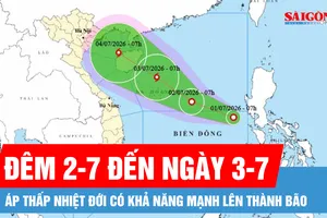 Đêm 2-7 đến ngày 3-7: Áp thấp nhiệt đới có khả năng mạnh lên thành bão