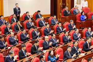 出席越南共产党第十四届中央委员会第四次全体会议的代表。图自越通社