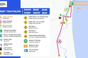 Đường đua nội dung Triathlon Sprint cá nhân,có sự tham gia của vận động viên chuyên nghiệp và phong trào