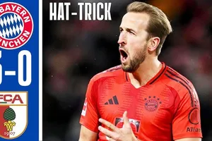 Bayern Munich vs Augsburg 3-0: Harry Kane xuất thần cú hattrick, Goretzka góp công kiến tạo, Bayern thắng tưng bừng, Schlotterbeck nhận thẻ đỏ