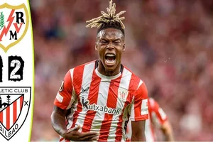 Rayo Vallecano vs Athletic Bilbao 1-2: Randy Nteka mở bàn nhưng Oihan Sancet xuất thần ghi cú đúp trong 13 phút giành gọn 3 điểm