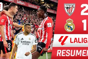 Athletic Bilbao vs Real Madrid 2-1: Berenguer phá lưới Courtois, Bellingham gỡ hòa, Mbappe hỏng penalty, Guruzeta lập tức tỏa sáng hạ Real 