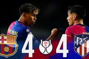 Barcelona vs Atletico Madrid 4-4: Alvarez, Griezmann sớm dẫn 2 bàn sau 6 phút, Pedri, Cubarsi, Martinez, Lewandowski ngược dòng áp đảo, Llorente, Sorloth liên tiếp lập công cầm chân Barca 