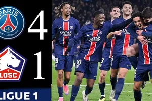 PSG vs Lille 4-1: Barcola sớm khai tiệc phút thứ 6', Marquinhos, Dembele, Doue lần lượt chung vui tiệc chiến thắng, PSG áp đảo Ligue 1, hơn Marseille nhì bảng 16 điểm