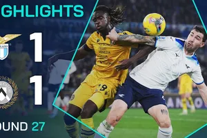 Lazio vs Udinese 1-1: Lorenzo Lucca ngã bàn đèn kiến tạo, Florian Thauvin mở bàn, Matias Vecino đánh đầu kiến tạo, Alessio Romagnoli cứu thua Lazio