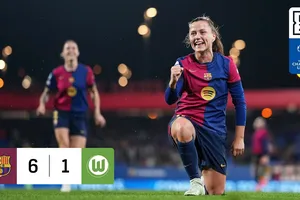 Nữ Barcelona vs Nữ Wolfsburg 6-1 (10-2): Paralluelo, Pina đua tài ghi cú đúp, Brugts, Leon góp công phá lưới Wolfsburg, Nữ Barca gặp Nữ Chelsea ở Bán kết UEFA Women's Champions League