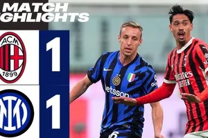 AC Milan vs Inter Milan 1-1: Abraham chớp thời cơ mở bàn, Correa nhả bóng, Calhanoglu tung cú sút hạ thủ môn Maignan gỡ hòa, hứa hẹn kịch tính lượt về ngày 24/4 tranh vé chung kết Coppa Italia 