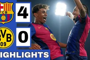 Barcelona vs Borussia Dortmund 4-0: Raphinha mở bàn, Lewandowski ghi cú đúp, Yamal góp công thị uy sức mạnh Barca, Dortmund gặp khó lượt về tranh vé Bán kết Champions League 2025