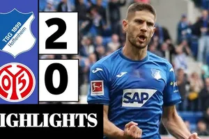 Hoffenheim vs Mainz 2-0: Andrej Kramaric chói sáng cú đúp bàn thắng đẹp mắt ấn định thế trận sau 32 phút, Paul Nebel nhận thẻ đỏ, Hoffenheim dần thoát đáy bảng