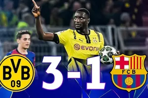 Borussia Dortmund vs Barcelona 3-1 (3-5): Guirassy xuất thần cú hattrick, Bensebaini phản lưới nhà, Dortmund thắng nhưng Barca giành vé bán kết Champions League, gặp Inter Milan hoặc Bayern Munich