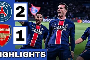 PSG vs Arsenal 2-1 (3-1): Fabian Ruiz volley đẹp mắt mở bàn, Hakimi nhân đôi tỷ số, Saka ghi bàn danh dự, PSG gặp Inter Milan ở chung kết Champions League