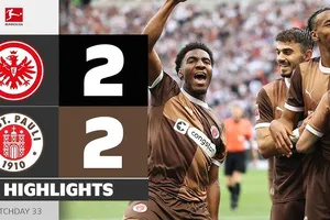 Eintracht Frankfurt vs St Pauli 2-2: Rasmus Kristensen sớm mở bàn, Manolis Saliakas lập tức gỡ hòa, Morgan Guilavogui lập công, Michy Batshuayi chia điểm kịch tính
