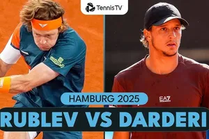 Andrey Rublev vs Luciano Darderi 6-1, 3-6, 6-3: Sau 1 giờ 51 phút, Rublev thắng Darderi chật vật, gặp Felix Auger-Aliassime ở bán kết Bitpanda Hamburg Open 2025