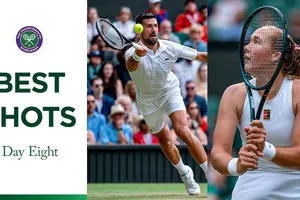 Novak Djokovic, Mirra Andreeva, Alex De Minaur và Ben Shelton có pha ăn điểm đẳng cấp trong ngày thi đấu thứ 8 Wimbledon 2025