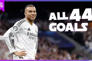 44 bàn thắng của Kylian Mbappe trên 7 đấu trường La Liga, UEFA Champions League, FIFA Club World Cup,... mùa giải đầu tiên thăng hoa cùng Real Madrid