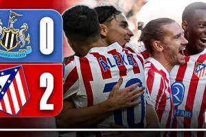 Giao hữu, Newcastle vs Atletico Madrid 0-2: Tâm điểm hiệp 2, Alvarez đệm bóng cận thành mở bàn, Griezmann tỉa bóng đẳng cấp chốt hạ chiến thắng cho HLV Diego Simeone