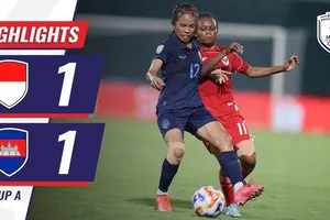 Nữ Indonesia vs Nữ Campuchia 1-1: Hấp dẫn hiệp 2, Maysam tạt bóng, Saody đánh đầu bất ngờ mở bàn, Nurrohmah gỡ hòa, Indonesia và Campuchia bị loại