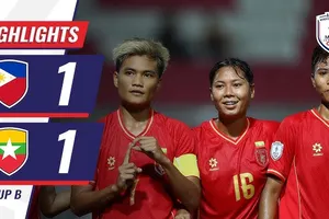 Nữ Philippines vs Nữ Myanmar 1-1: Win Theingi Tun khai bàn trên chấm penalty, Mathelus gỡ hòa, Myanmar giành vé đi tiếp ASEAN Women's Championship, gặp Thái Lan