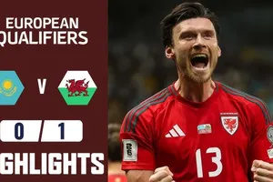 Kazakhstan vs Wales 0-1: Kieffer Moore chớp thời cơ đệm bóng cận thành ghi bàn duy nhất, giành chiến thắng suýt sao, Xứ Wales tạm dẫn đầu bảng J