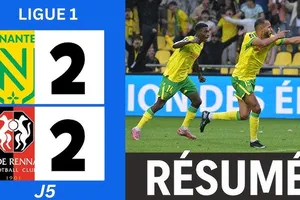 Nantes vs Rennes 2-2: Ludovic Blas mở bàn trên chấm penalty, Esteban Lepaul nhân đôi tỷ số, Junior Mwanga, Youssef El-Arabi kịp ngược dòng chia điểm