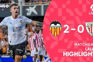 Valencia vs Athletic Bilbao 2-0: Chiếc thẻ đỏ bản lề của Dani Vivian giúp Baptiste Santamaria, Hugo Duro lần lượt tỏa sáng, bỏ túi 3 điểm