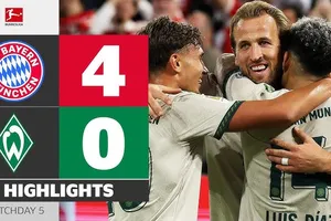 Bayern Munich vs Werder Bremen 4-0: Jonathan Tah khai bàn, Harry Kane tiếp tục thăng hoa cú đúp nhờ penalty, Laimer chốt hạ chiến thắng thuyết phục cho Bayern 