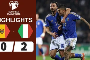 Moldova vs Italia 0-2: Chủ nhà kiên cường 87 phút, Mancini phá lưới phút 88, Esposito chốt hạ chiến thắng phút bù giờ 90+2, Italia tạm xếp nhì bảng I