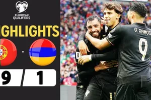 Bồ Đào Nha vs Armenia 9-1: Không Ronaldo, Veiga khai bàn, Ramos, Conceicao lập công, Neves, Fernandes đua tài ghi hattrick, mưa 10 bàn thắng