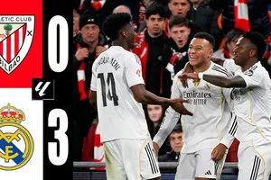 Athletic Bilbao vs Real Madrid 0-3: Mbappe ghi cú đúp, kiến tạo giúp Camavinga góp công chiến thắng 